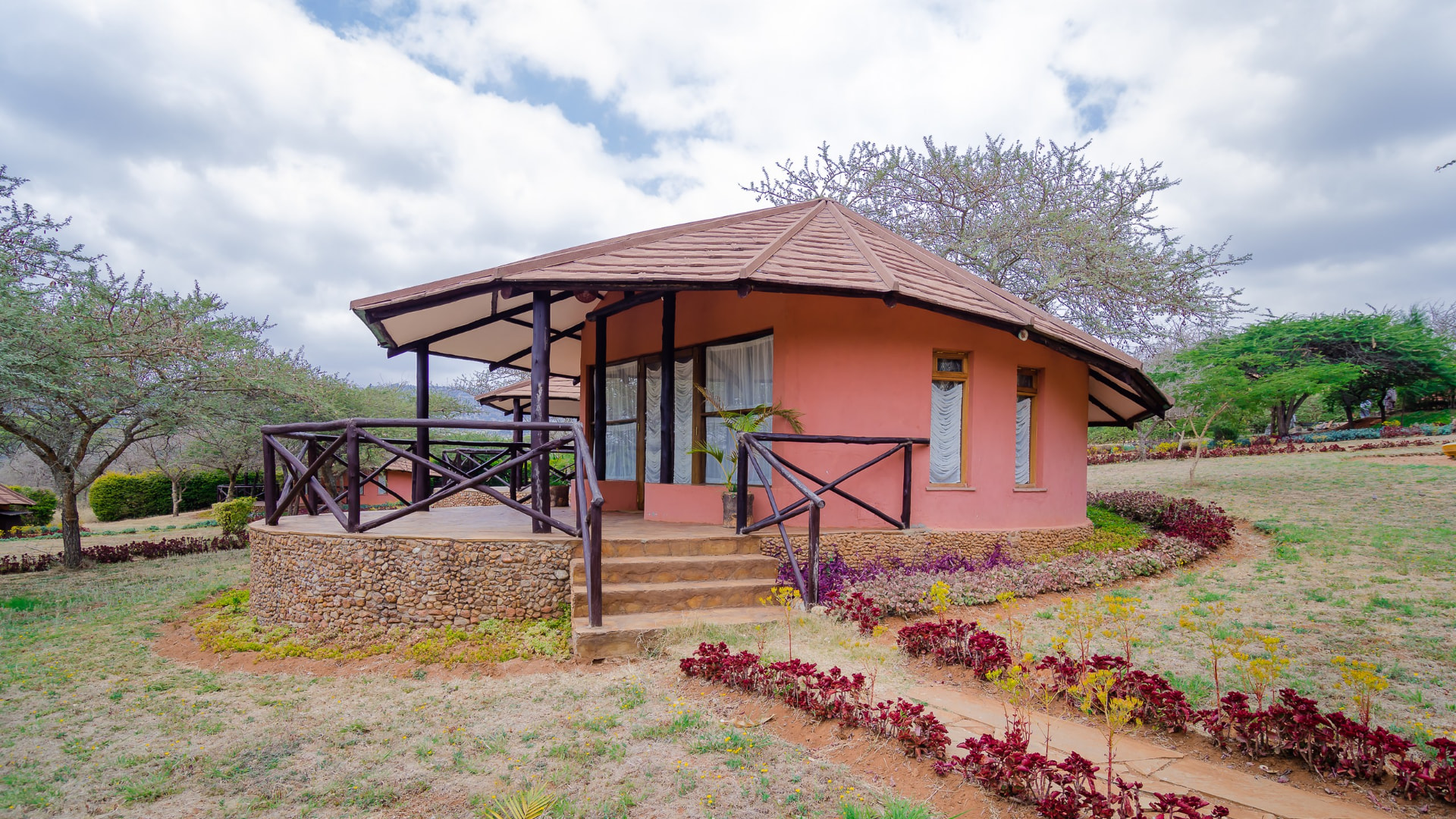 Private cottage entrance with a shaded veranda